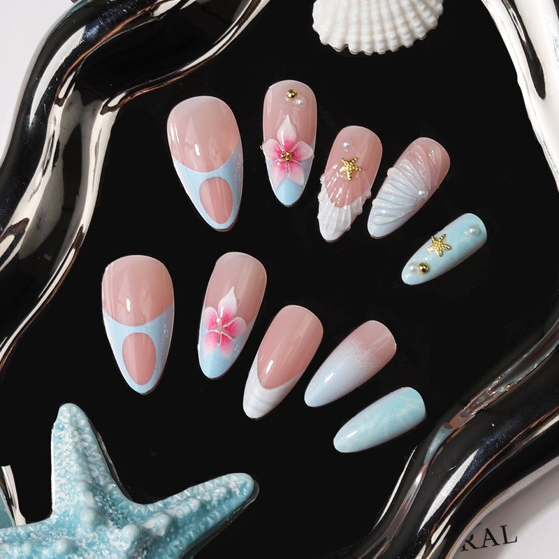 Siopsrl | Artistic Sea-Inspired Press-On Nail Set Siopsrl