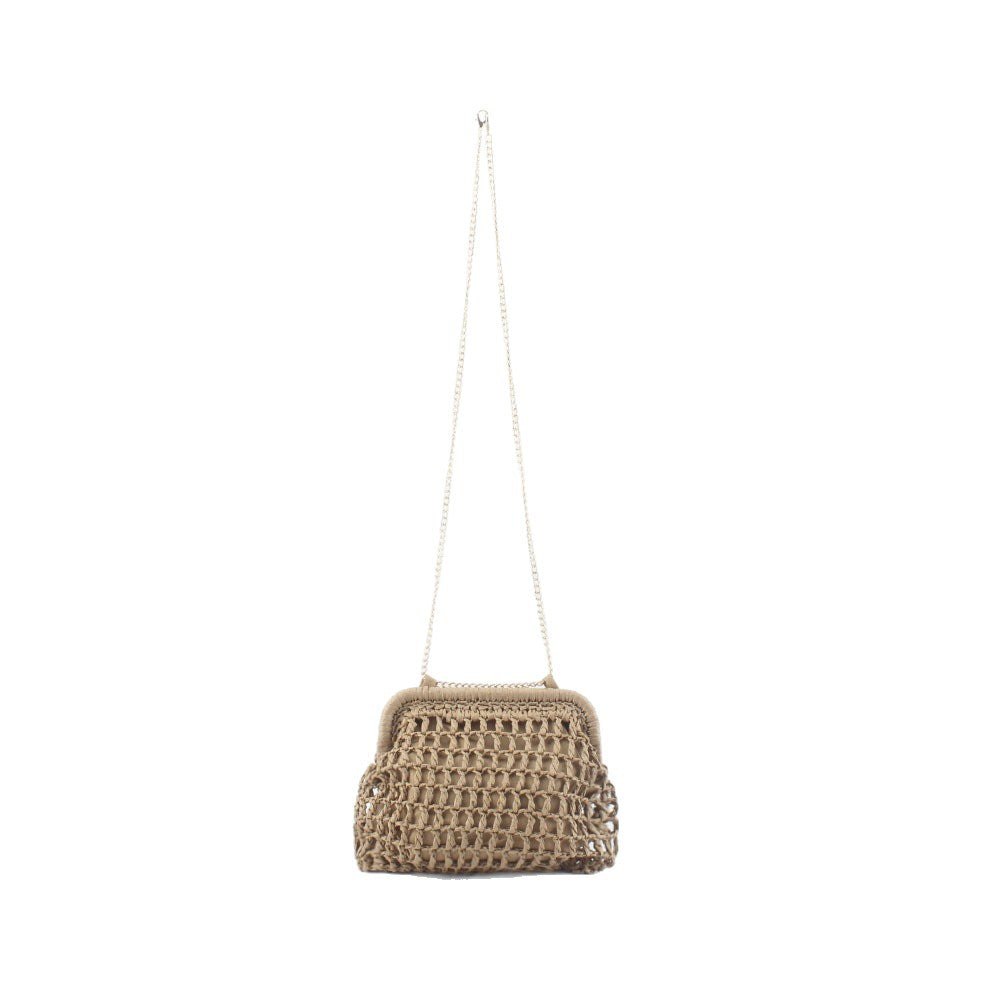 Siopsrl | Woven Natural Material Handbag with Fine Chain Accents Siopsrl