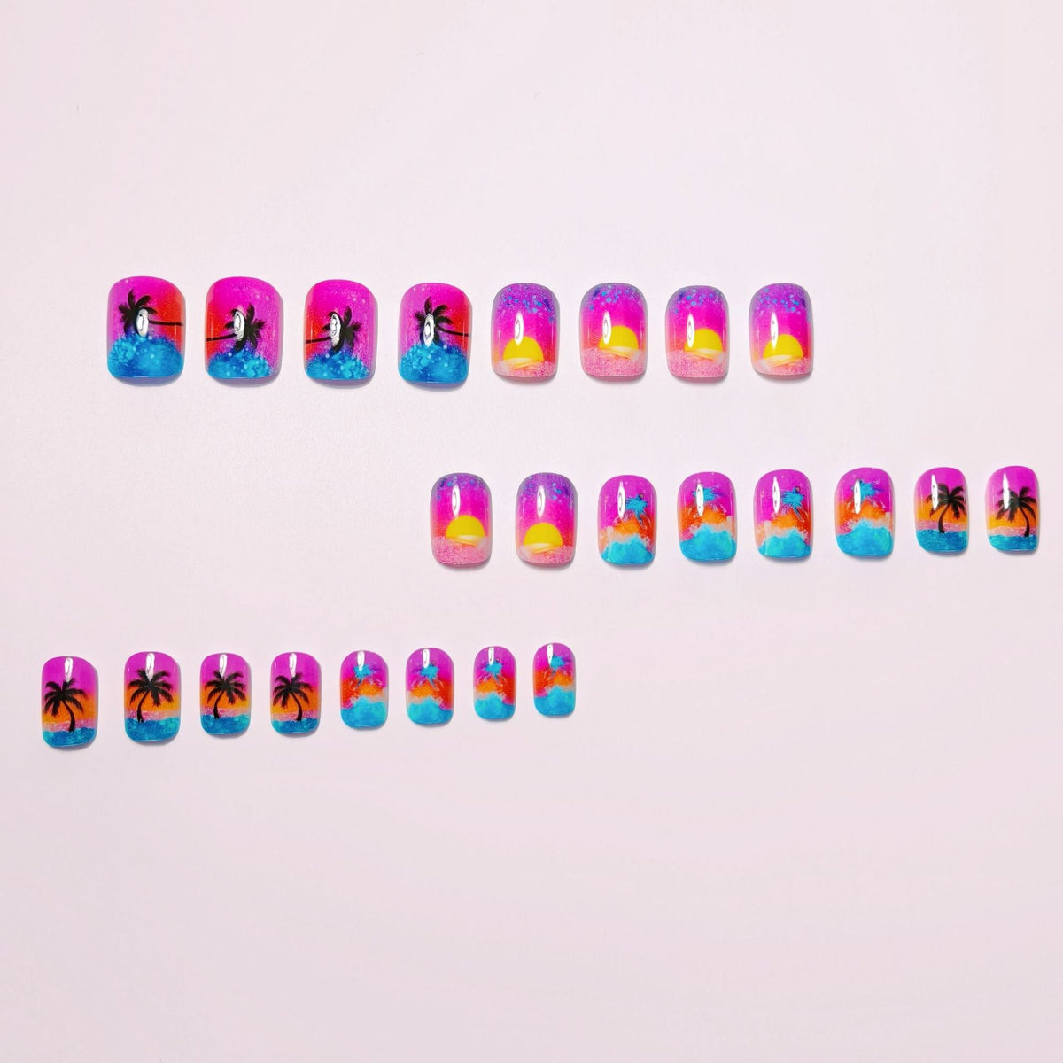 Siopsrl | Artificial nails with luminous sunset design Siopsrl