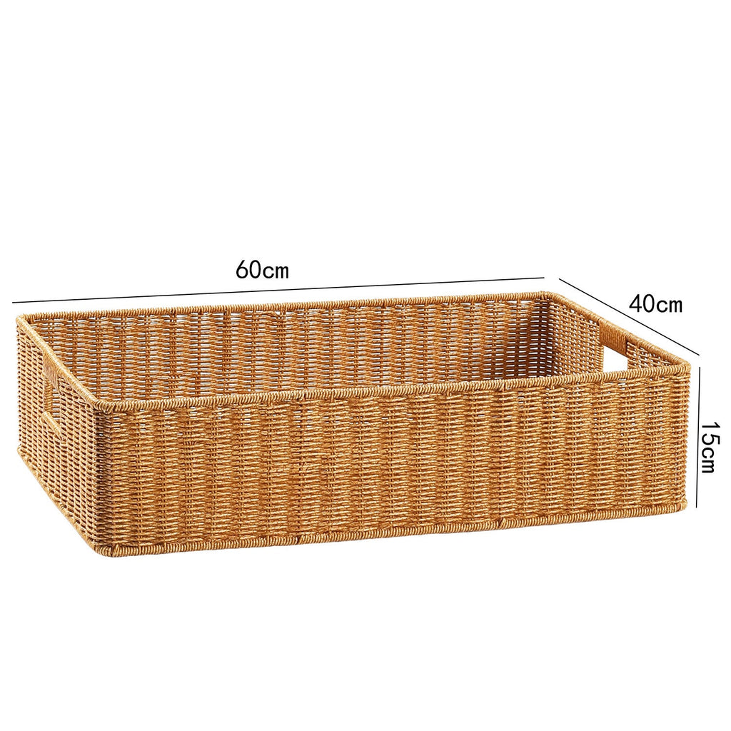 Handwoven Rectangular Storage Basket with Cut-Out Handles Siopsrl