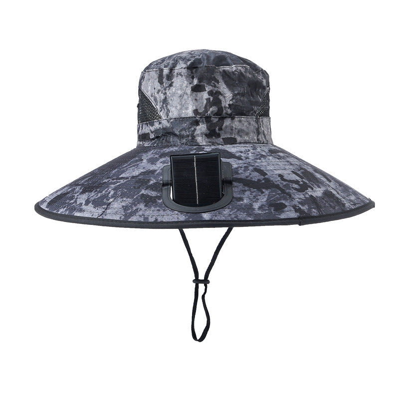 Siopsrl | Wide-brimmed outdoor sun hat with solar-powered micro fan, breathable mesh and adjustable chin strap Siopsrl