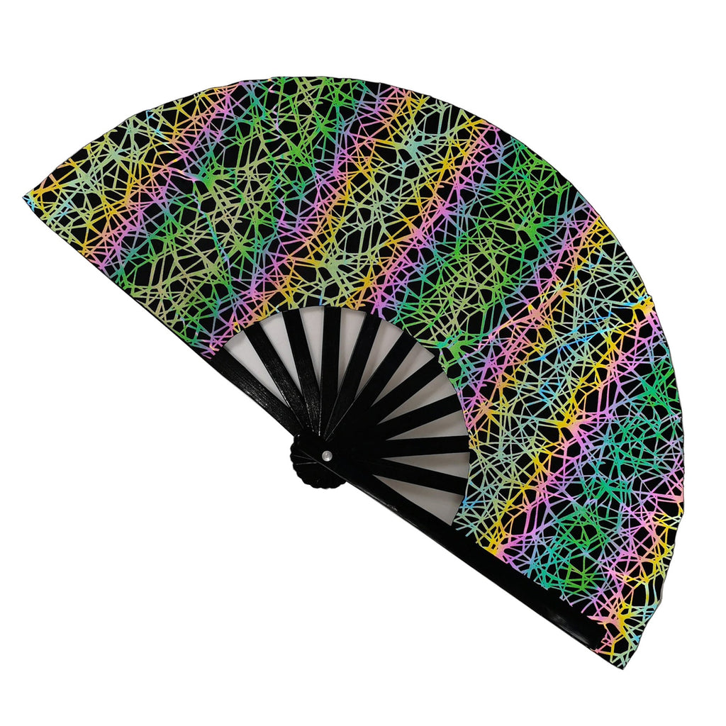 Siopsrl | Ladies fan made of lightweight fabric with colorful geometric design Siopsrl