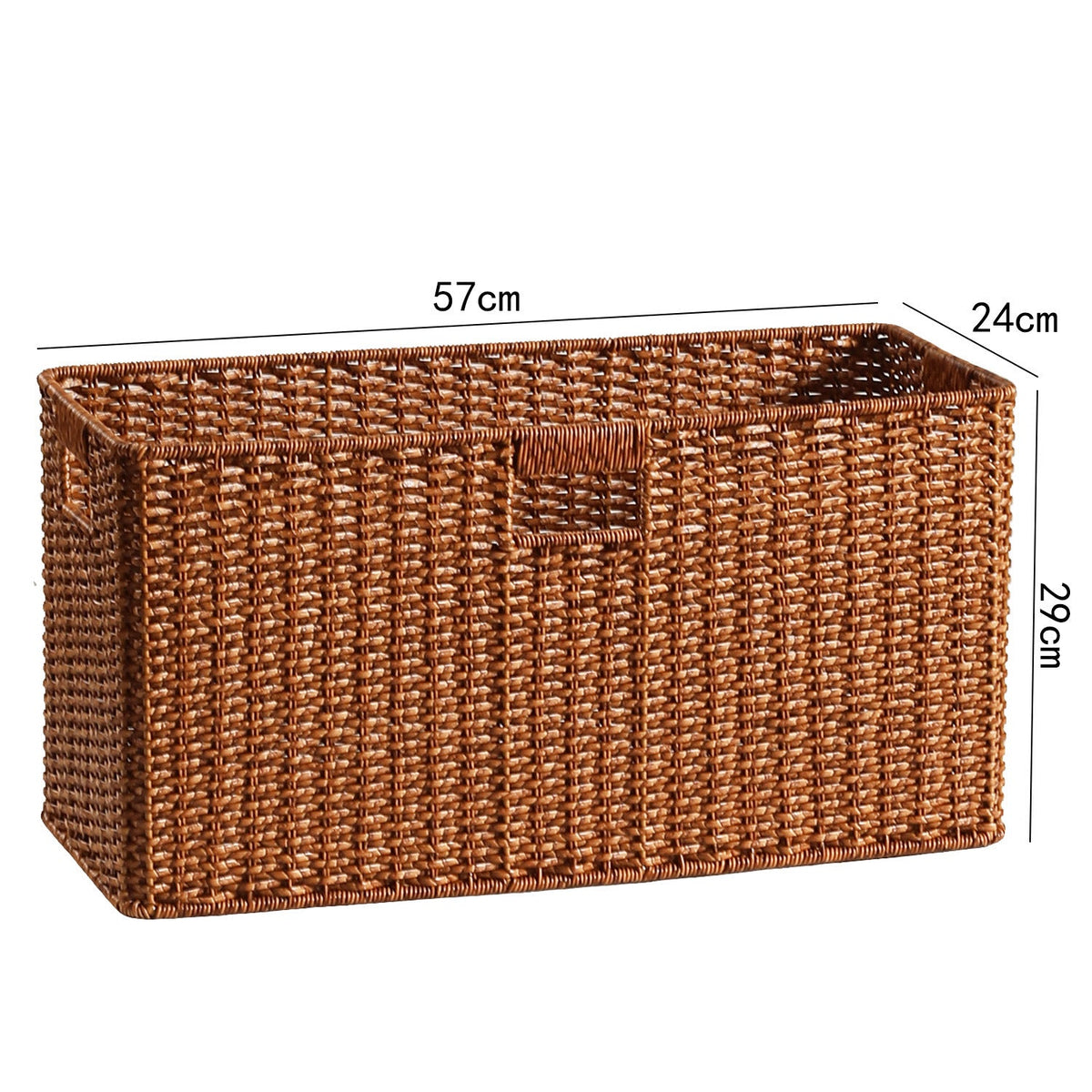 Handwoven Rectangular Storage Basket with Cut-Out Handles Siopsrl