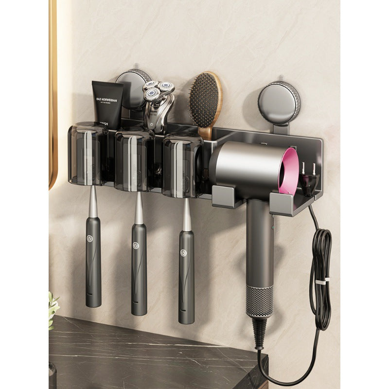 Siopsrl | Wall-Mounted Hair Tool Organizer with Storage Compartment Siopsrl