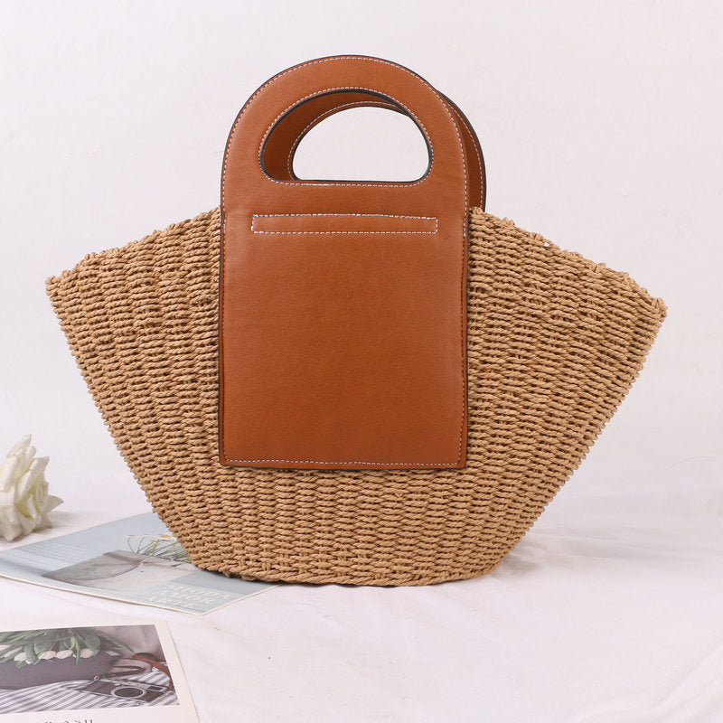 Siopsrl | Handbag Made of High-Quality Raffia with Elegant Leather Accents Siopsrl