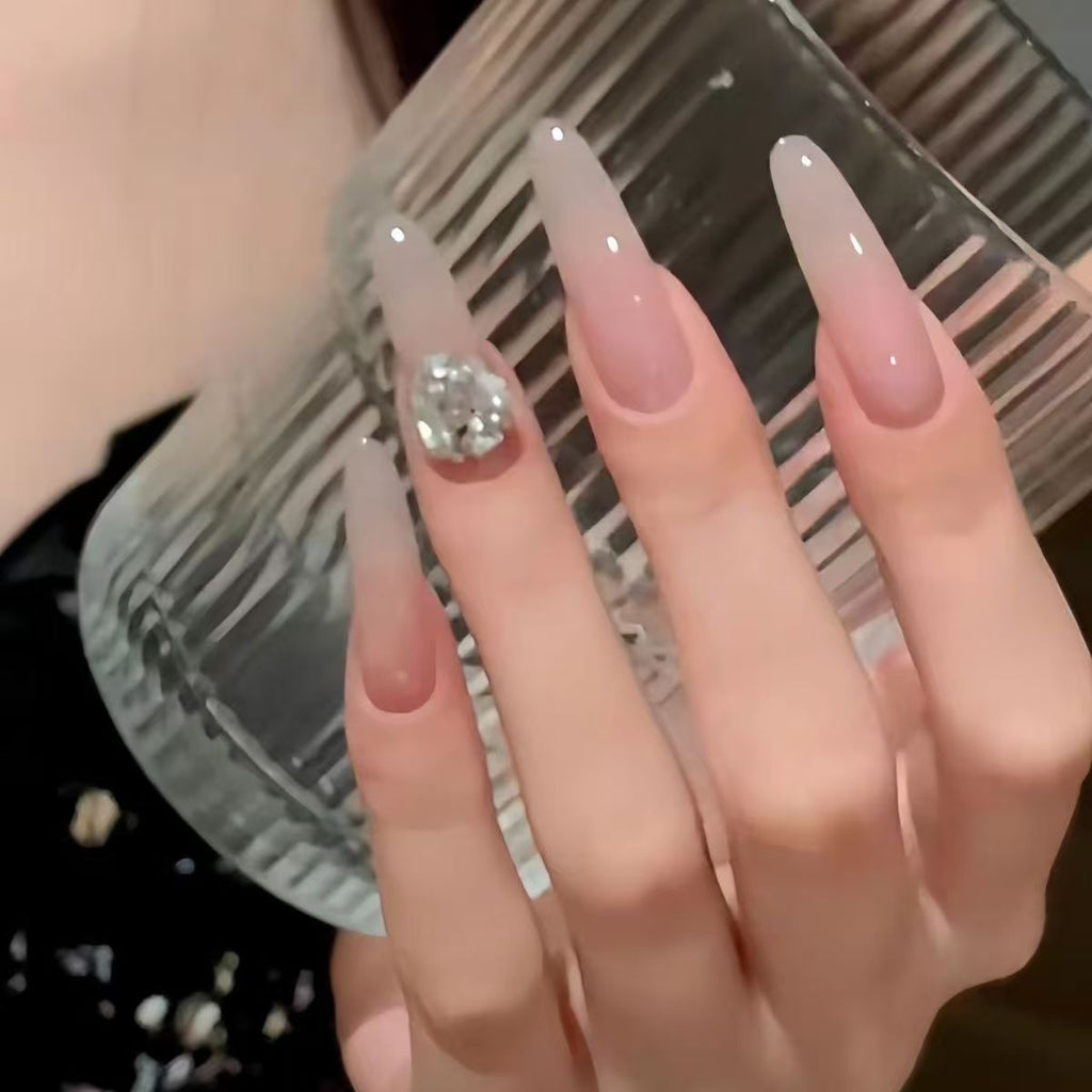 Siopsrl | Ombre Stiletto Press-On Nail Design with Crystal Accents Siopsrl