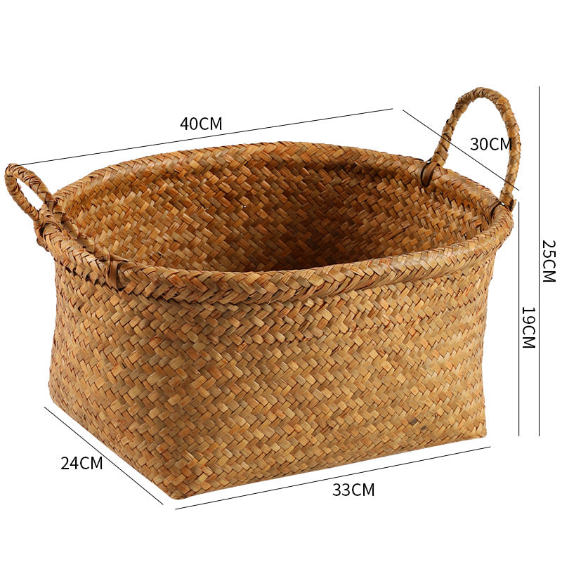 Unisex Natural Fiber Storage Basket with Wide Rim Siopsrl
