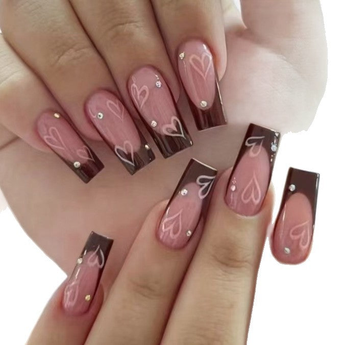 Siopsrl | Decorative Press-On Nail Set with Heart Design Siopsrl