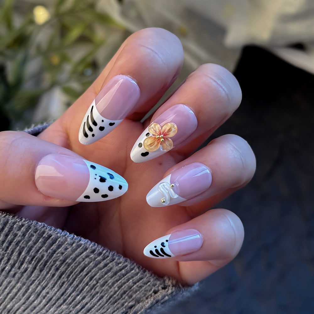 Siopsrl | Artistic Flower-Embellished Press-On Nails Siopsrl