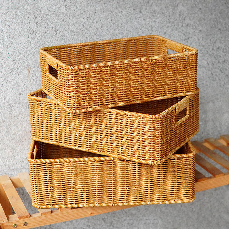 Women's Rectangular Storage Basket Made of Natural Wicker Siopsrl