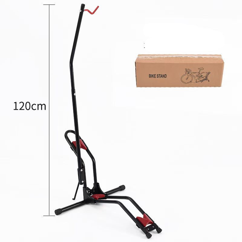 freestanding vertical bicycle repair and display stand with front wheel clamp and foldable tripod base Siopsrl