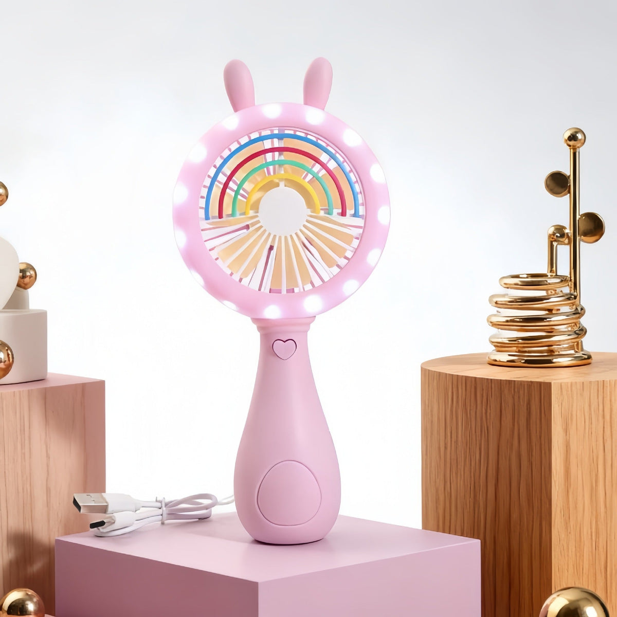 Siopsrl | Ladies portable handheld fan with LED lighting and flexible design Siopsrl