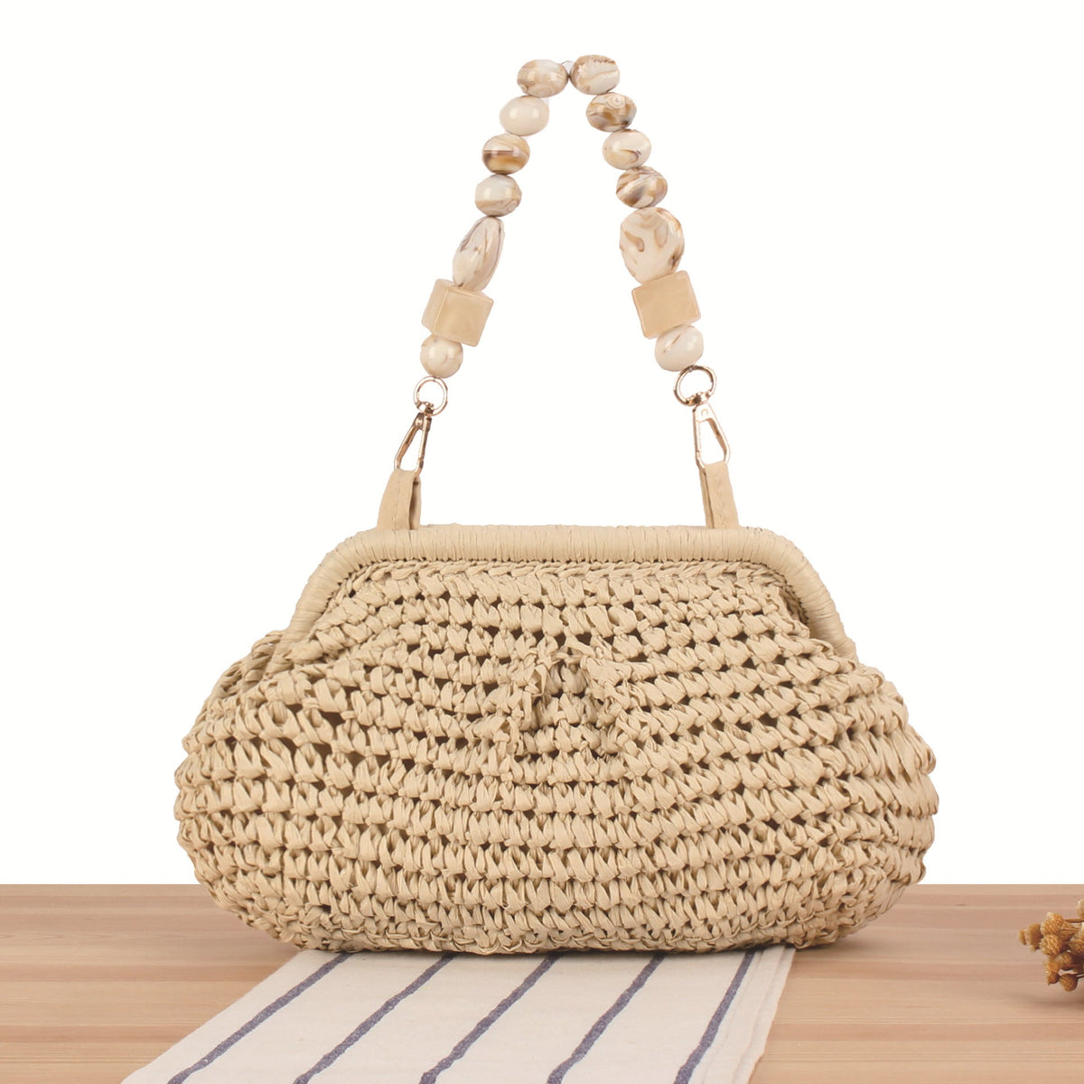 Siopsrl | Handbag with Decorative Wooden Handles Siopsrl