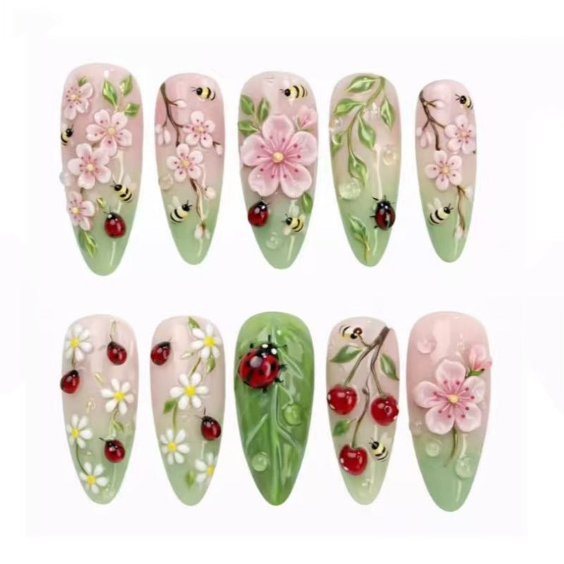 Siopsrl | Nature-Themed Artistic Press-On Nail Set Siopsrl