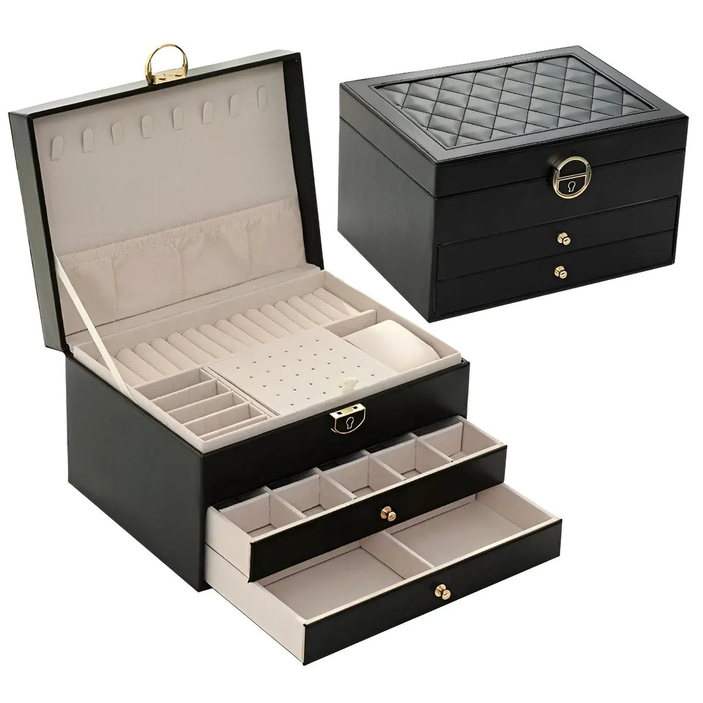 Siopsrl| EleganceBox – Luxury Multi-Layer Jewellery Organiser in Premium PU Leather
