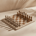 Marble Chess Set with Storage Case - Coffee and Brown