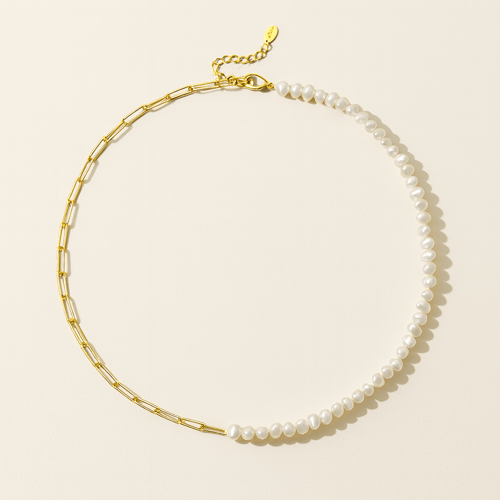 Rhoni Paper Clip Pearl Bracelet and Necklace