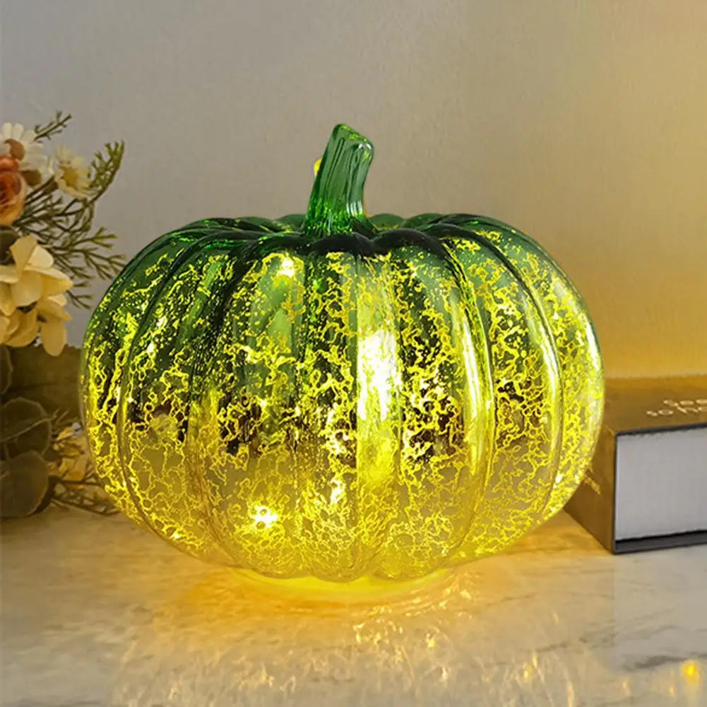 Siopsrl| Aurelia Glow Glass Pumpkin Decoration | Starry Sky Design | LED & Timer Function | Autumn & Halloween