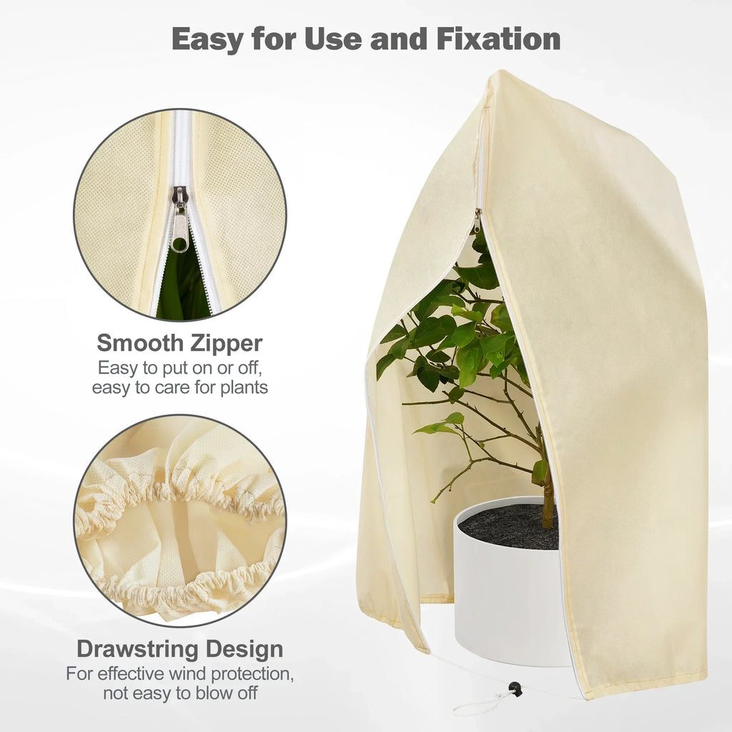 Siopsrl| Winter protection cover for plants - Frost protection with zipper and drawstring, breathable for palms and potted plants in the garden