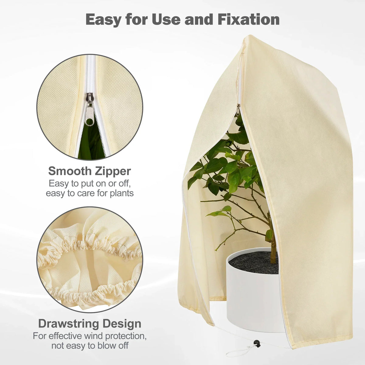 Siopsrl| Winter protection cover for plants - Frost protection with zipper and drawstring, breathable for palms and potted plants in the garden