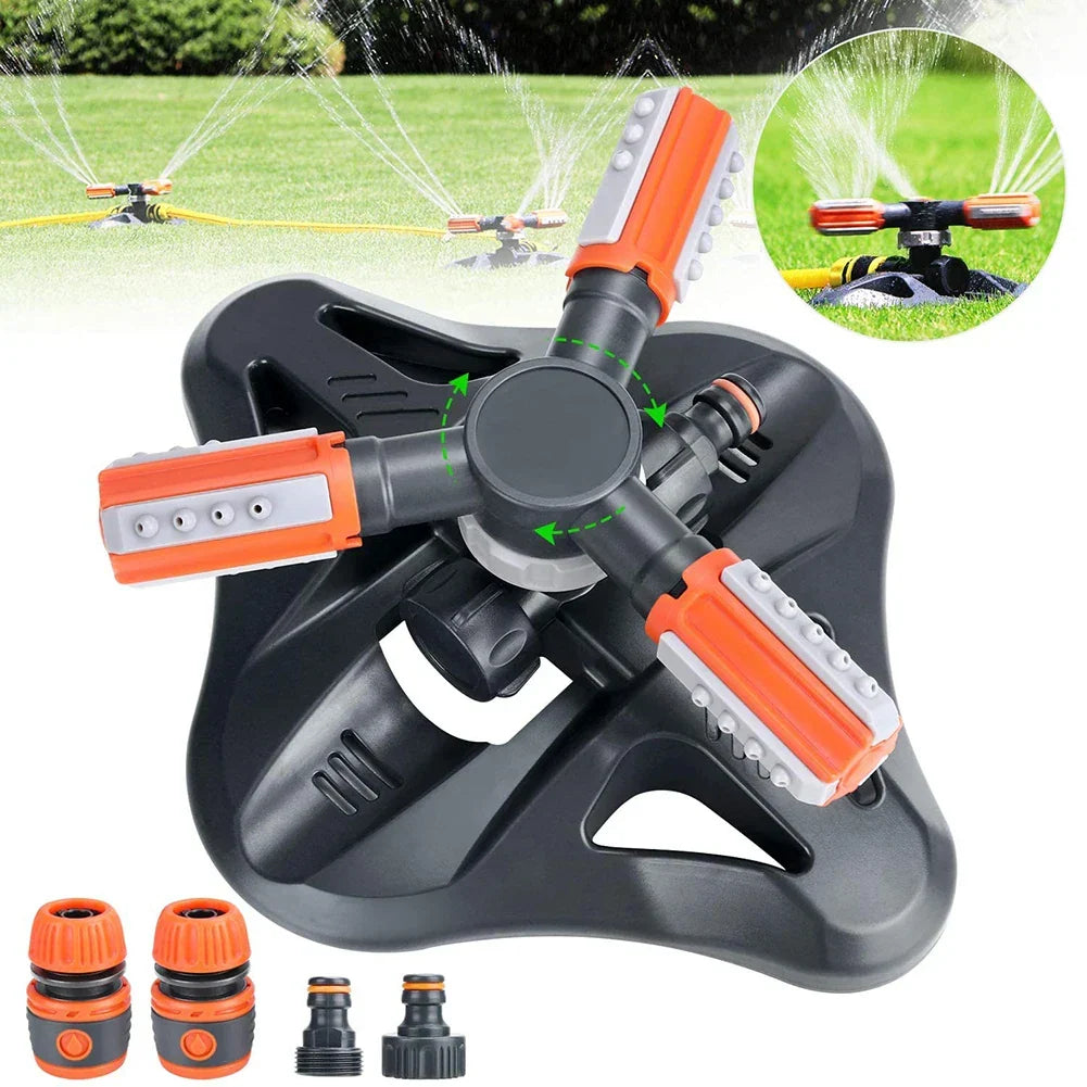 Siopsrl| Rotatable Garden Sprinkler with 3 Nozzles – Efficient Watering Sprinkler for Lawns and Gardens
