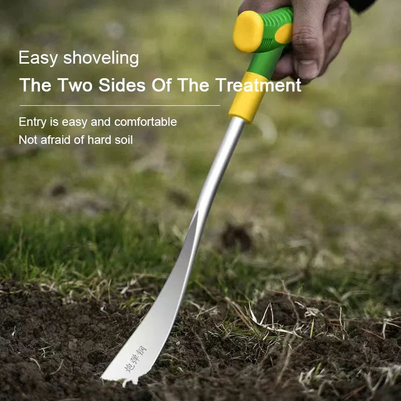 Siopsrl| HerbMaster Garden Spade | 3-Tine Stainless Steel | For Weeding & Garlic Harvest