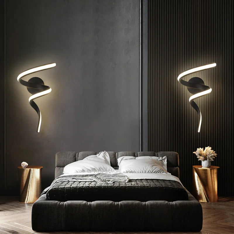 Siopsrl| LED Wall Lamp NordLED Wall Light | Nordic Spiral Design | Modern & Energy Saving | For Bedroom, Corridor & Living Room Spiral Sconce Light For Stairs Bedroom Bedside Study Hallway Background Indoor Decor Wall Lighting Fixtures