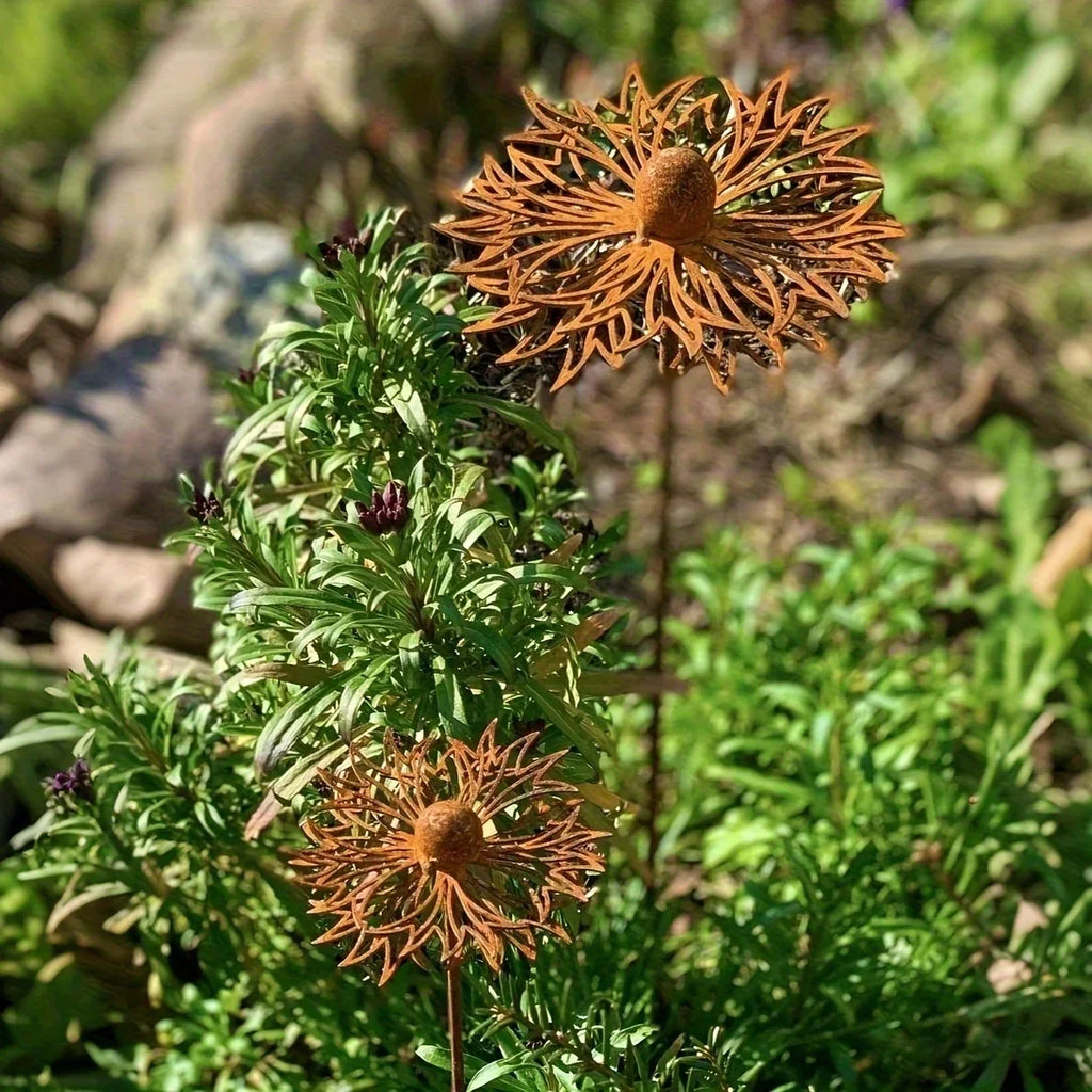Siopsrl| FLORUSTA Garden Stake Bluebonnet | Rust Look Metal | Rustic Garden Decor