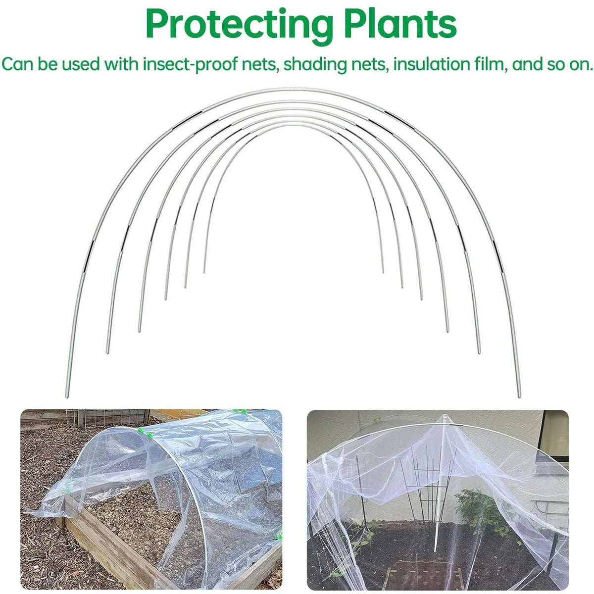 Siopsrl| Plantura FlexGrow Garden Arch Set made of fiberglass | DIY Plant Tunnel for raised beds & cold frames | Rustproof & Reusable | Including connectors