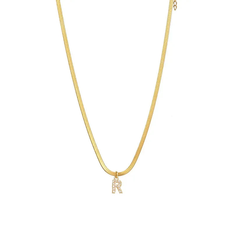 Melly® Diamond Initial Herringbone Necklace