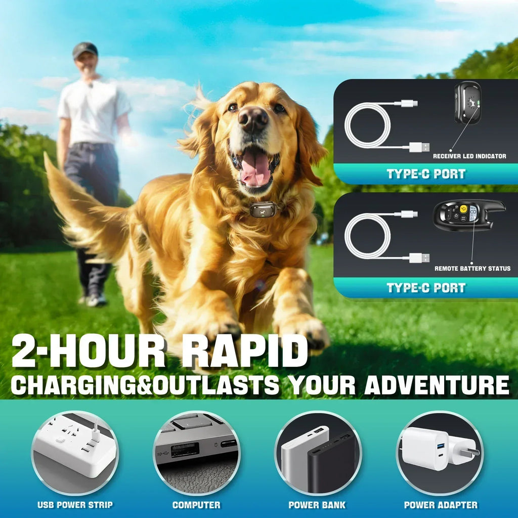 Siopsrl| Dog Training Collar with Remote – Shock Lock, Sound & Vibration Modes, Waterproof, 1600ft Range