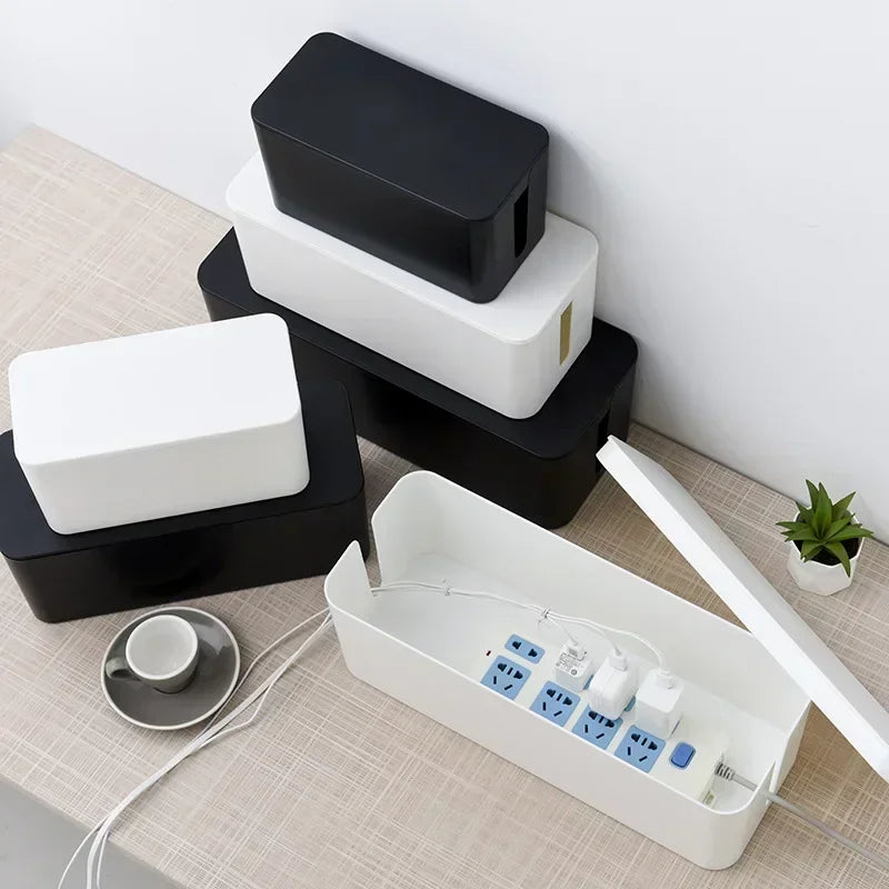 Siopsrl| Kabelux Cable Box with Lid | 32×13×12 cm | Socket & Charging Cable Organizer | Dust Protection for Power Supplies & Routers