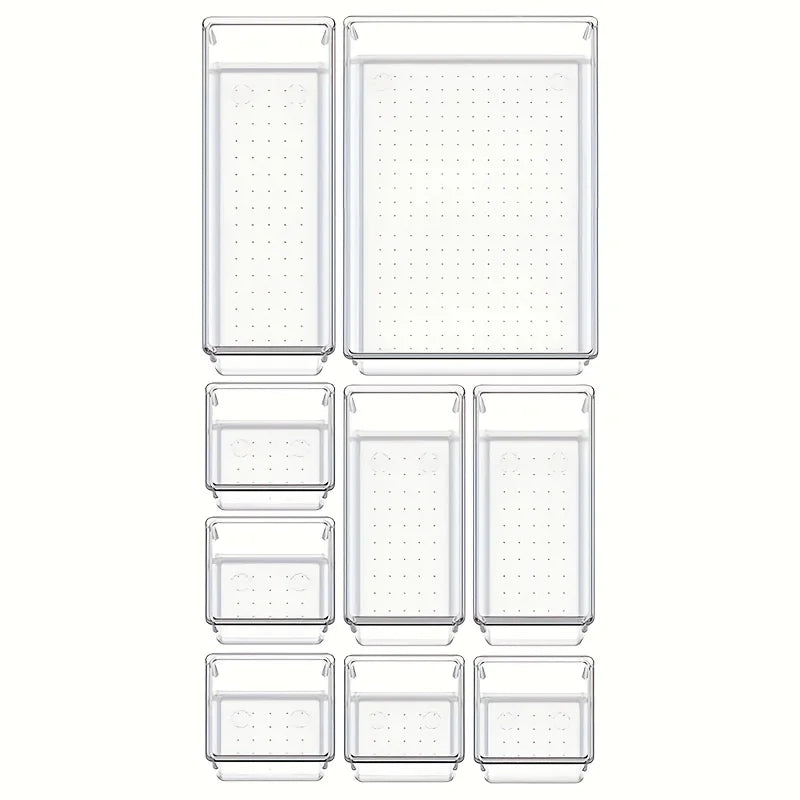 Siopsrl| Clearyx Organizer Set | 18-piece Transparent | Modular & Stackable | For Bathroom, Kitchen & Office