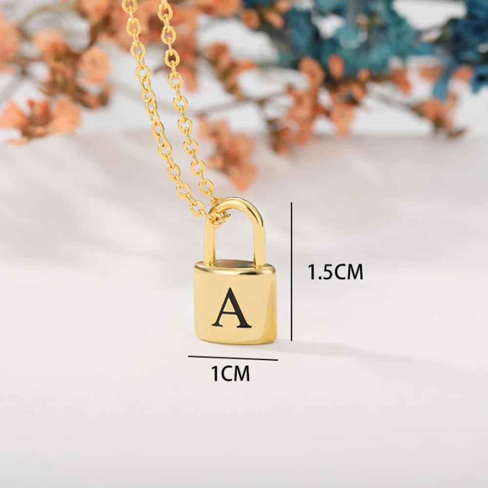 Ellie® Initial Love Lock 14K Gold Necklace