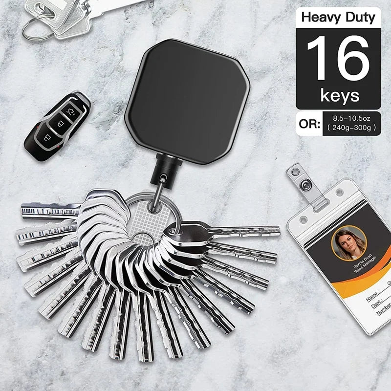 Siopsrl| Metal Retractable Carabiner Keychain with Steel Cord – Safety Reel 71.8 cm
