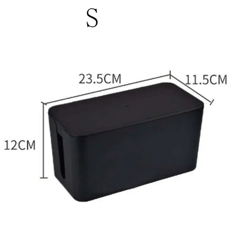 Siopsrl| Kabelux Cable Box with Lid | 32×13×12 cm | Socket & Charging Cable Organizer | Dust Protection for Power Supplies & Routers
