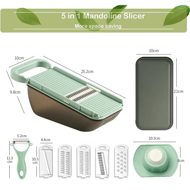 Siopsrl| SchnippelMeister Vegetable Cutter 5-in-1 | Multi Cutter with Collection Container | Grater, Slicer & Dicer | BPA-free & Dishwasher Safe | 27×11×10 cm