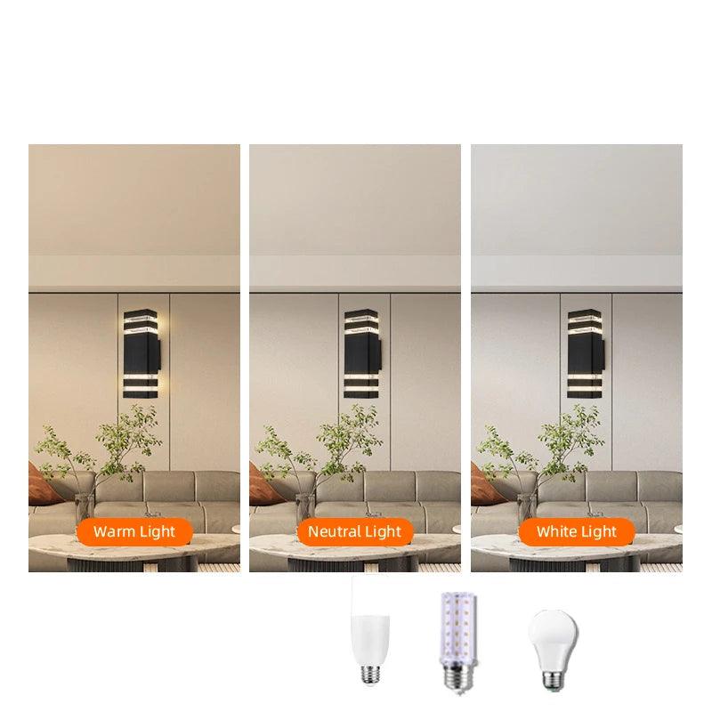 Siopsrl| LumiBloc LED Outdoor Wall Light – Modern IP65 Up & Down Design with E27 Socket