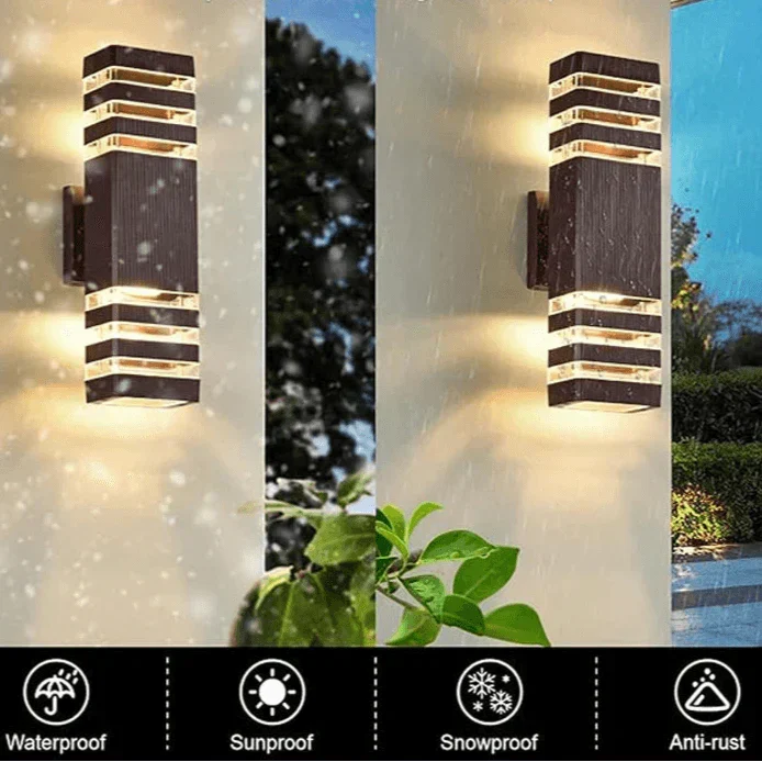 Siopsrl| LumiBloc LED Outdoor Wall Light – Modern IP65 Up & Down Design with E27 Socket
