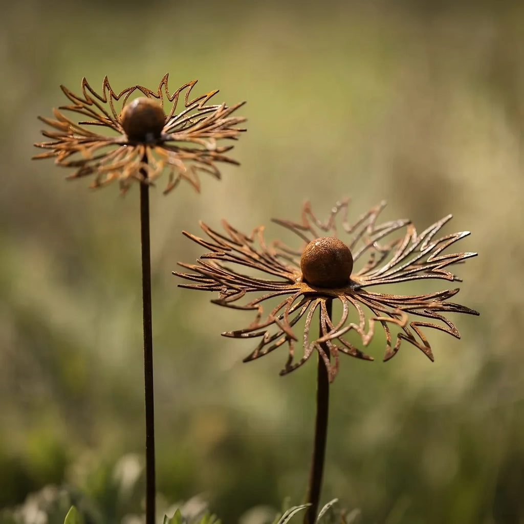 Siopsrl| FLORUSTA Garden Stake Bluebonnet | Rust Look Metal | Rustic Garden Decor