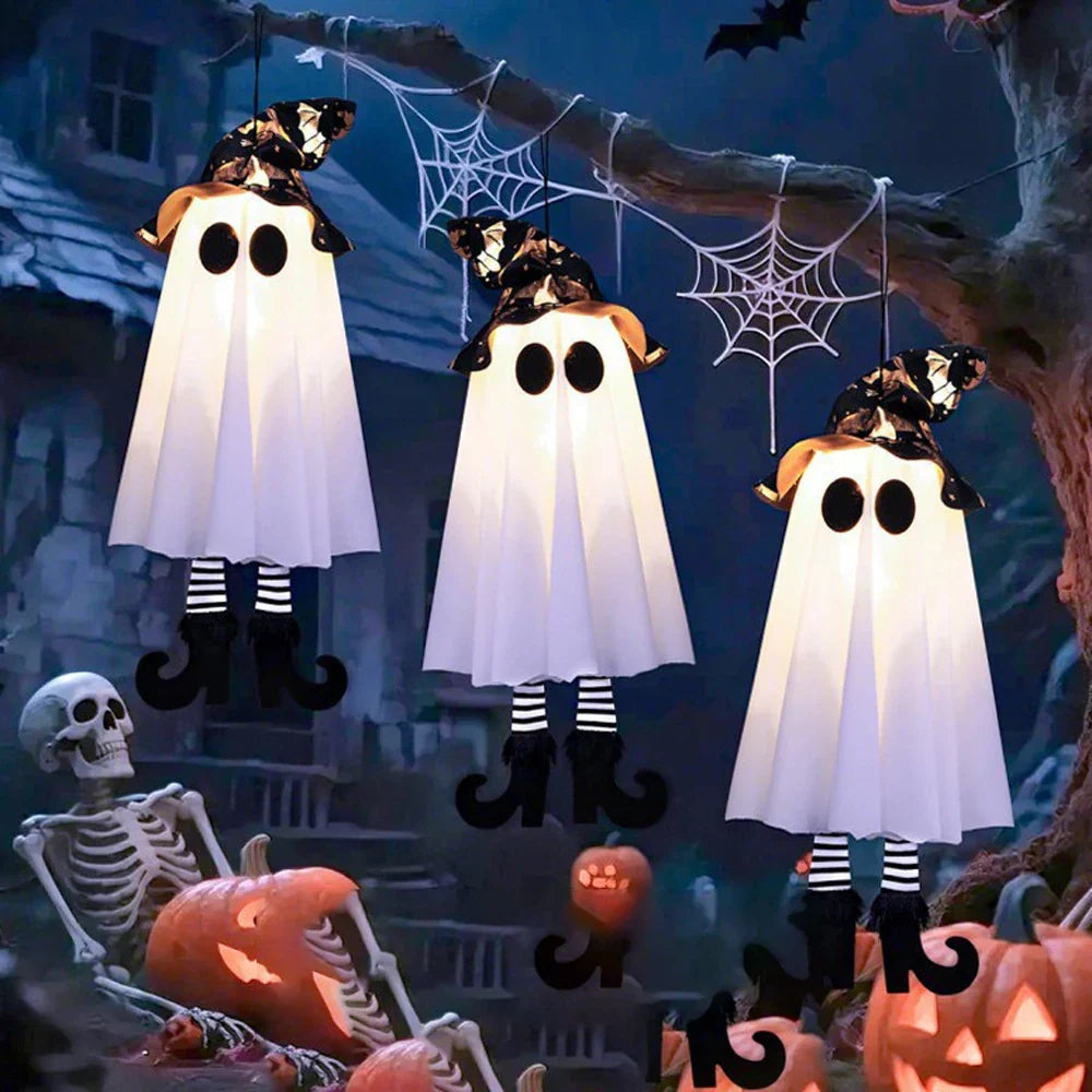Siopsrl| Glow Ghost SpookyShine | LED Hanging Ghosts | Halloween Decoration | Indoor & Outdoor | 1/2/3 Pieces