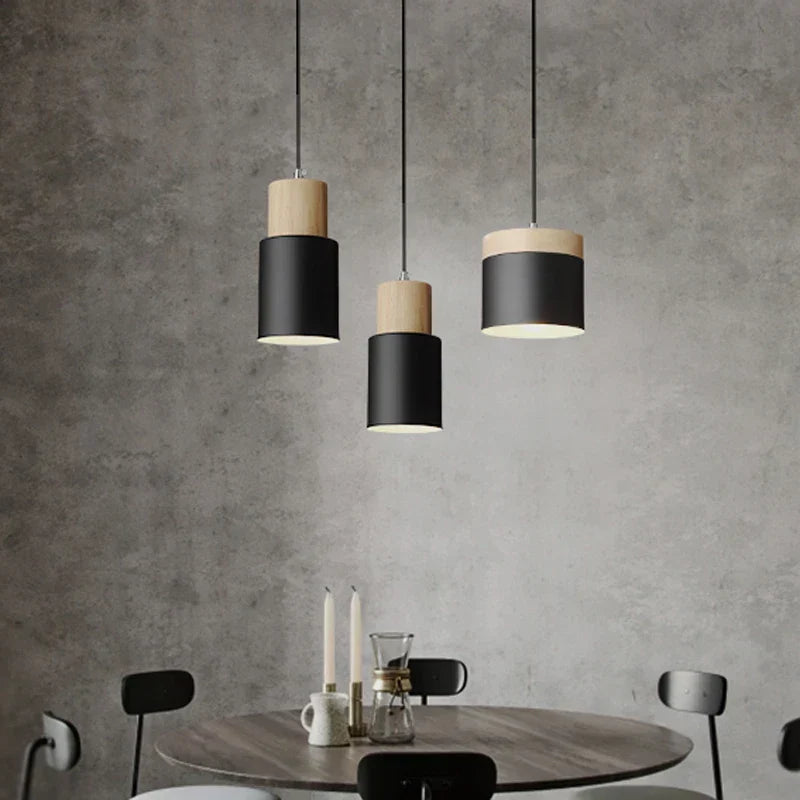 Siopsrl| Nordic LED Pendant Lights Made of Metal and Wood - Modern Hanging Lamps for Dining Room and Kitchen