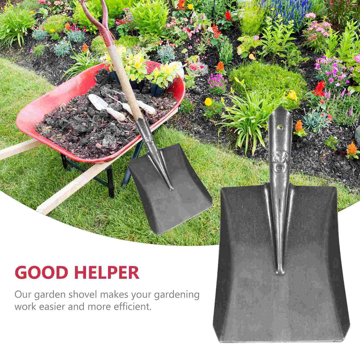 Siopsrl| TerraGrip Garden Spade | Extra Robust & Handy | For Roots & Lawn Edges | Carbon Steel Rust-Free