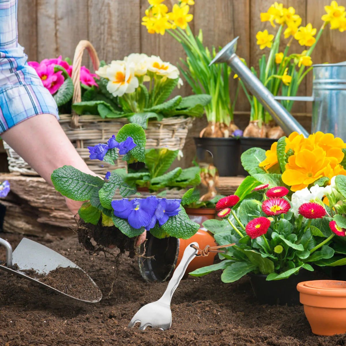 Siopsrl| Floravix Mini Garden Hand Rake | Lightweight & Durable | For Weeding, Digging & Soil Loosening | 20.5 cm Length