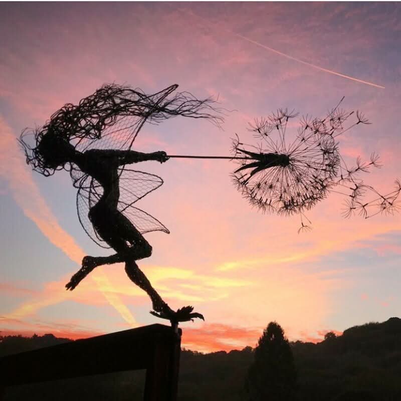 Siopsrl| Metal Fairy Garden Sculpture Outdoor Lawn Decor