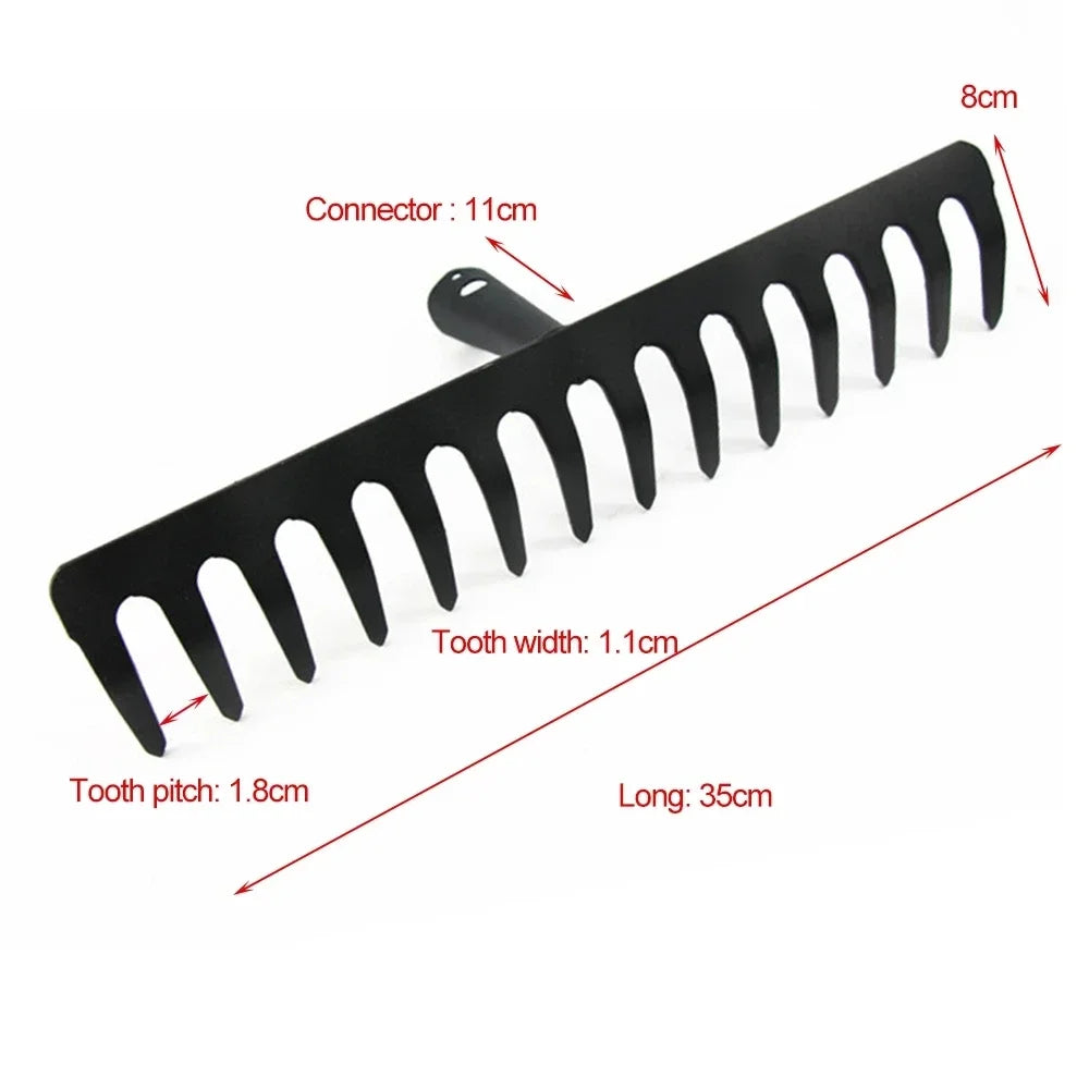 Siopsrl| AgriZink Stainless Steel Garden Rake with 14 Tines | Robust Tool for Agriculture & Garden | For Leaves, Hay, Soil & Mulch | High-Quality Soil Rake