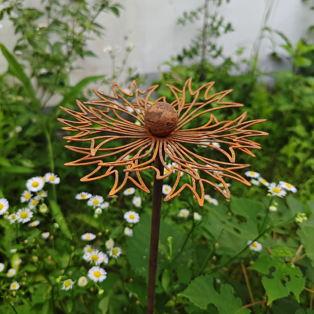Siopsrl| FLORUSTA Garden Stake Bluebonnet | Rust Look Metal | Rustic Garden Decor