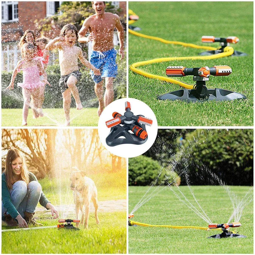Siopsrl| Rotatable Garden Sprinkler with 3 Nozzles – Efficient Watering Sprinkler for Lawns and Gardens