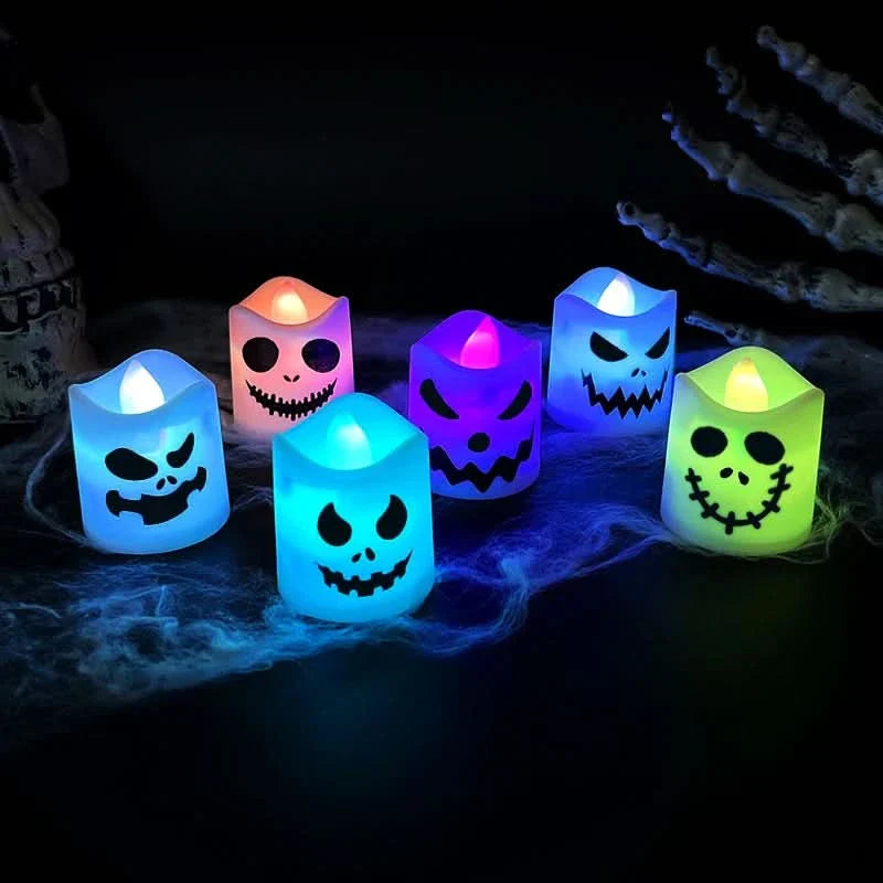 Siopsrl| Halloween LED Ghost & Pumpkin Candle Lights – 6 Pack