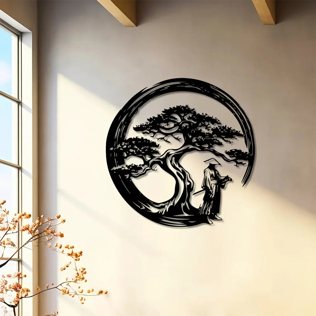 Siopsrl| ZENORA Metal Wall Decor Bonsai | Japanese Design with Torii & Enso | 40 × 40 cm